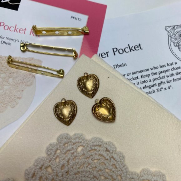 Prayer Pocket 3 Kits Nancy's Notions 'Sew For The Cure' Lace Charms 4" x 3.35" - Picture 3 of 5